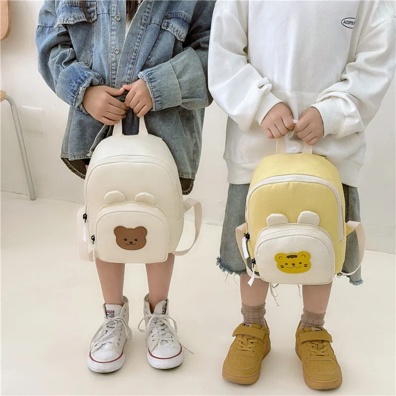 Cartoon Baby Backpack School Bags for Girls Boys Korean Kids Bag Canvas Cute Bear Bunny Kindergarten Children Backpacks