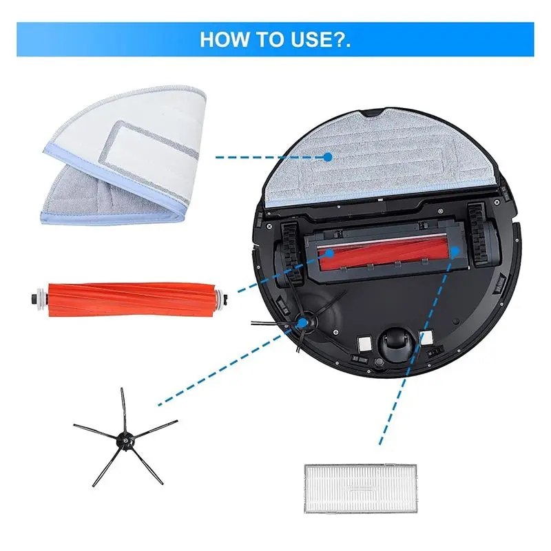 N10R-Replacement Spare Parts For Roborock S7 Maxv, S7 Maxv Ultra,S7 Pro Ultra, T8 Plus,G10S Robot Vacuum,Main Brush,Dust Bags
