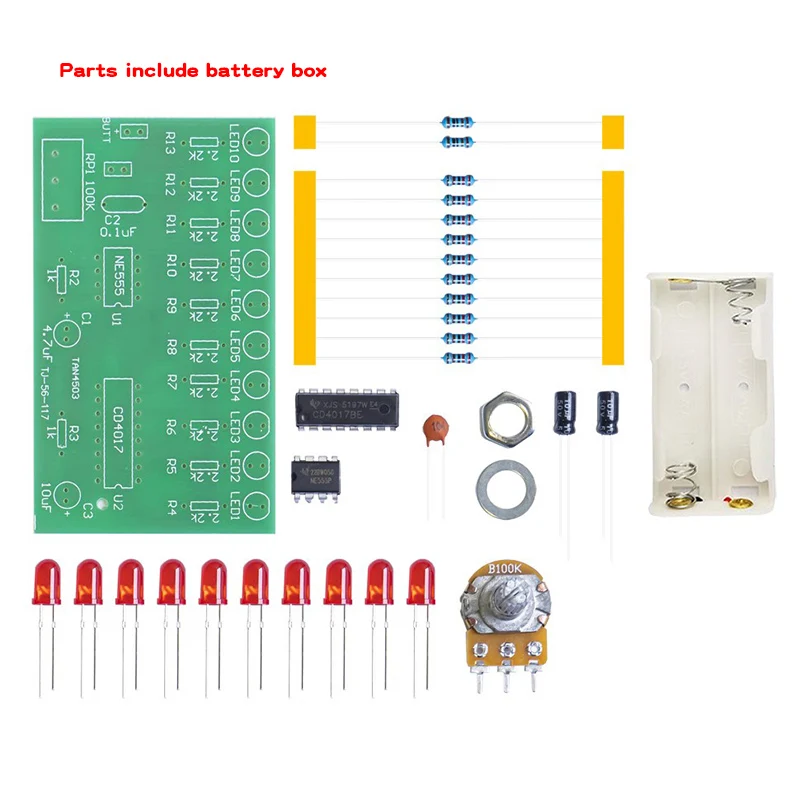 NE555+CD4017 LED Flow Lamp Welding Circuit Board DIY Kit Electronic Component Set Welding Training Kit