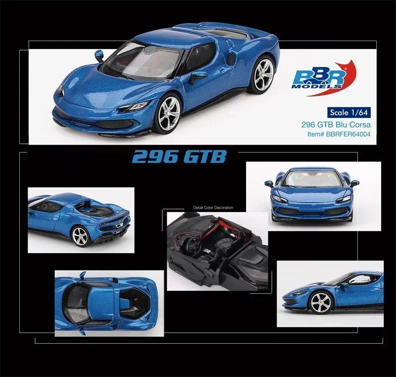 

BBR64 1:64 Sport Cars 296GTB Blue Die-Cast Car Models