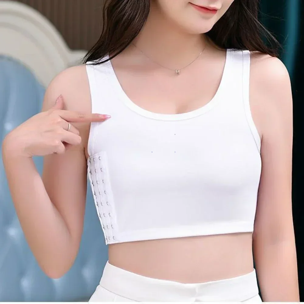 Women Breathable Chest Breast Binder Side Buckle Short Vest Tops Chest Binder Underwear Tank Tops Wireless Chest Wrap Bandage