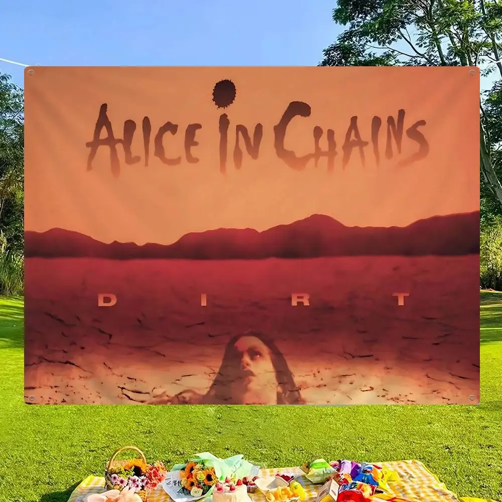 Alice In Chainss Band Creative Pattern Hanging Flag Polyester Printed Banner Hand Pulled Flag