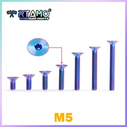 RTAMO M5X10/12/15/20/25/30/35/40 Titanium Bolt Countersunk Head Hexagon Socket Head Bolt Motorcycle Bicycle Screw (1pc)