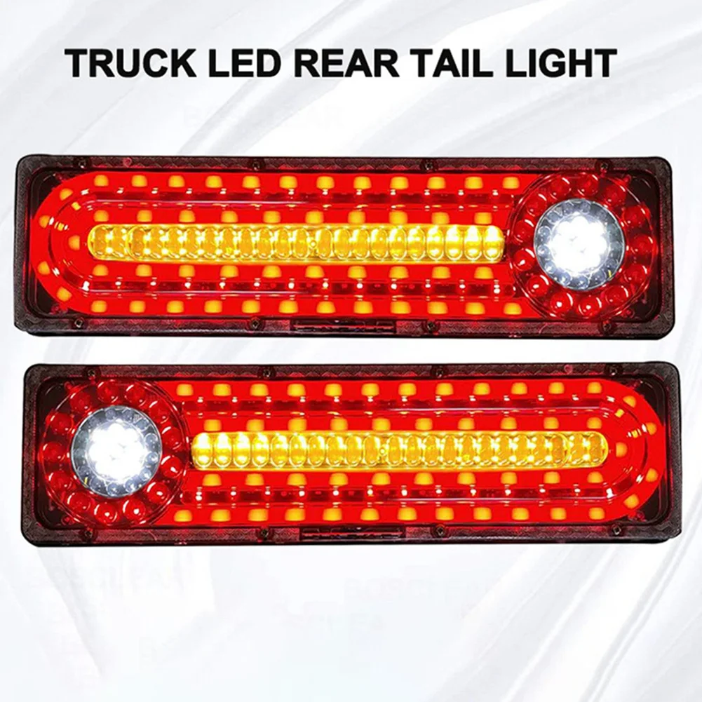 2Pcs 24V LED Dynamic Car Truck Tail Light Turn Signal Rear Indicator Brake Lights for Lorry Trailer Van (41.5CM)