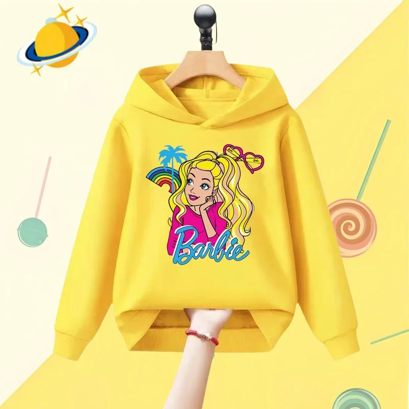 Barbie children\'s hoodie Disney cartoon print Autumn Winter long sleeve sweatshirt Boys girls Kawaii 2 pieces Harajuku anime