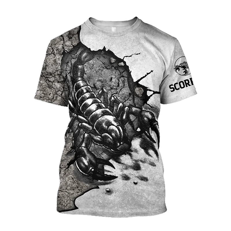 New Men\'s T-Shirt Scorpio Printed Shirt Summer O Neck Sweatshirt For Male Oversized Casual Short Sleeve Tees Daily Loose Tops