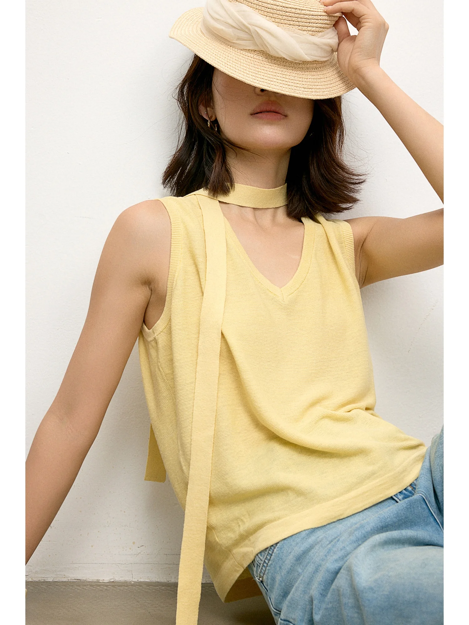 

Роскошный бренд Owyee: Трикотажный драпированный топ с V-образным вырезом из 55% шелка и 45% льна, свободный крой, женская верхняя одежда