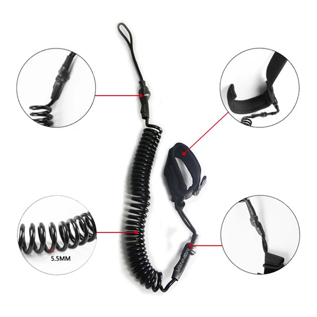 Longboard Raft Traction Leash Accessories 10ft Elastic Ankle Cuff for Sups Surfing Safety