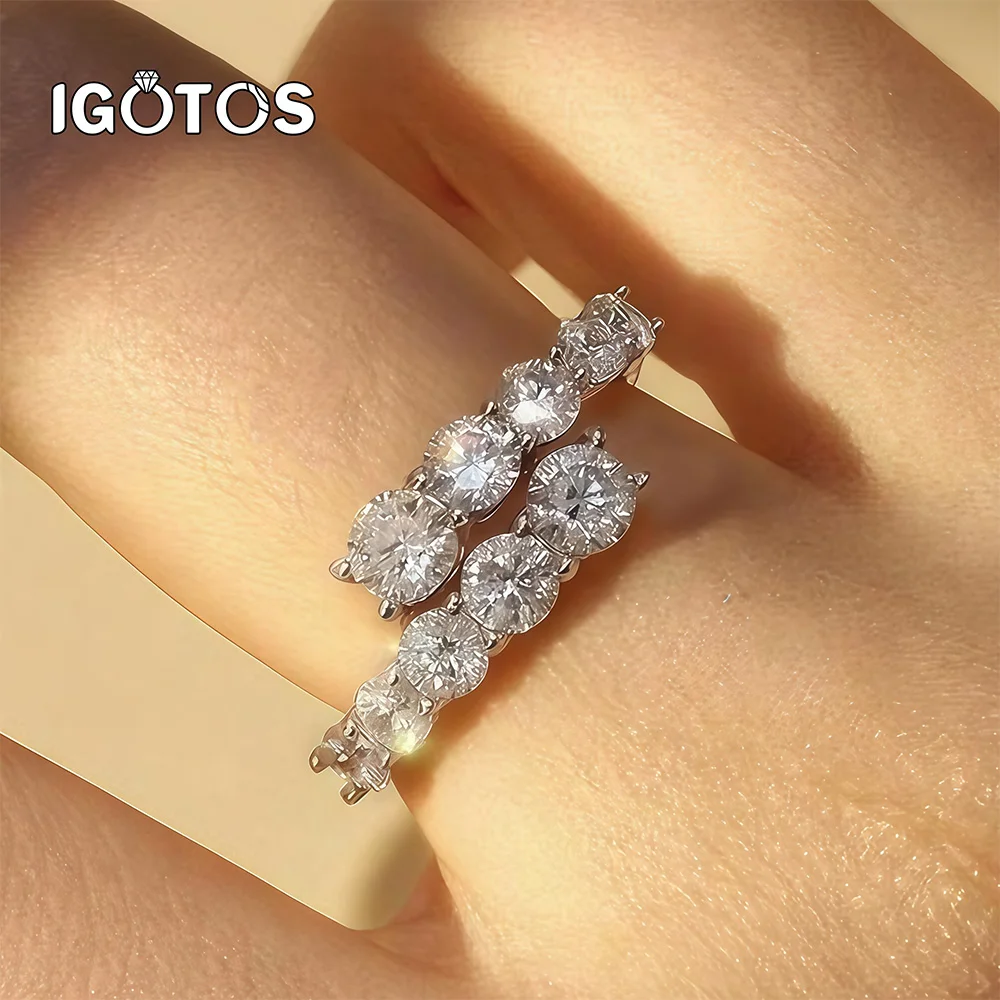 

3.26cttw All Moissanite Engagement Rings for Women D VVS1 Sparkling 10 Stone Promise Wedding Bands 925 Sterling Silver Jewelry