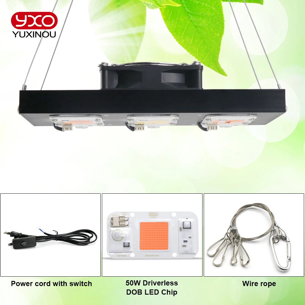 1500W COB DOB LED Grow Light 110V 220V Full Spectrum Growth Phytolamp With Cooling fan For Hydroponic Greenhouse Indoor Veg Seed