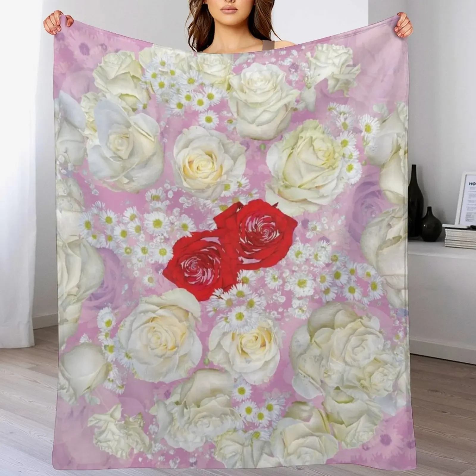 Baby's White Roses of Freedom by Swoot Throw Blanket decorative sofa bed Soft Beds Sofa Quilt Blankets