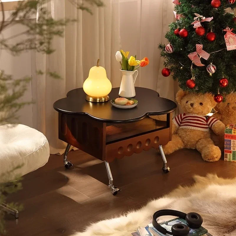 Solid Wood Liftable Mobile Sofa Side Few Trolleys Coffee Tables Side Table Living Room Furniture Sedentary Table Bedside Tables