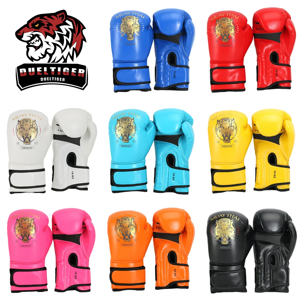 

Боксерские перчатки DUELTIGER 6, 8, 10, 12, 14 унций, для взрослых мужчин и женщин, Санда, муай тай, кожаные мешки, тренировочные перчатки, Прямая поставка
