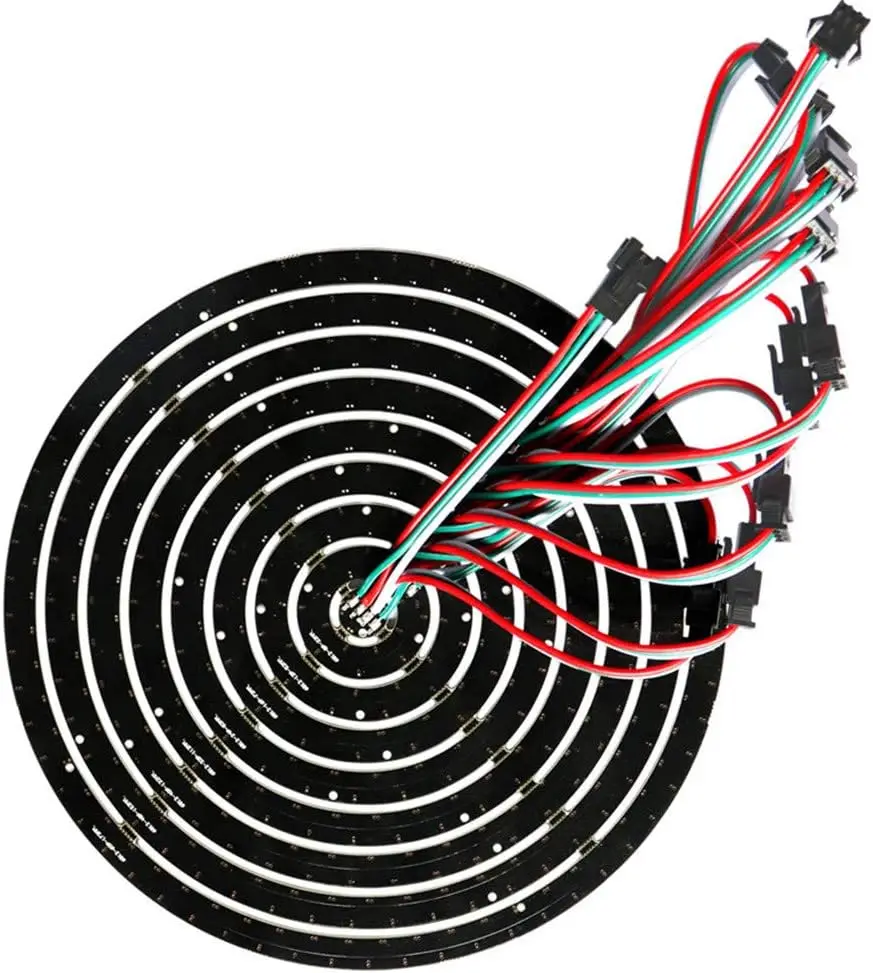 241개의 LED 9개의 링 WS2812B 5050 RGB LED 링 램프 조명 개별적으로 제어 가능한 풀 드림 컬러 DC5V 미니 컨트롤러 포함