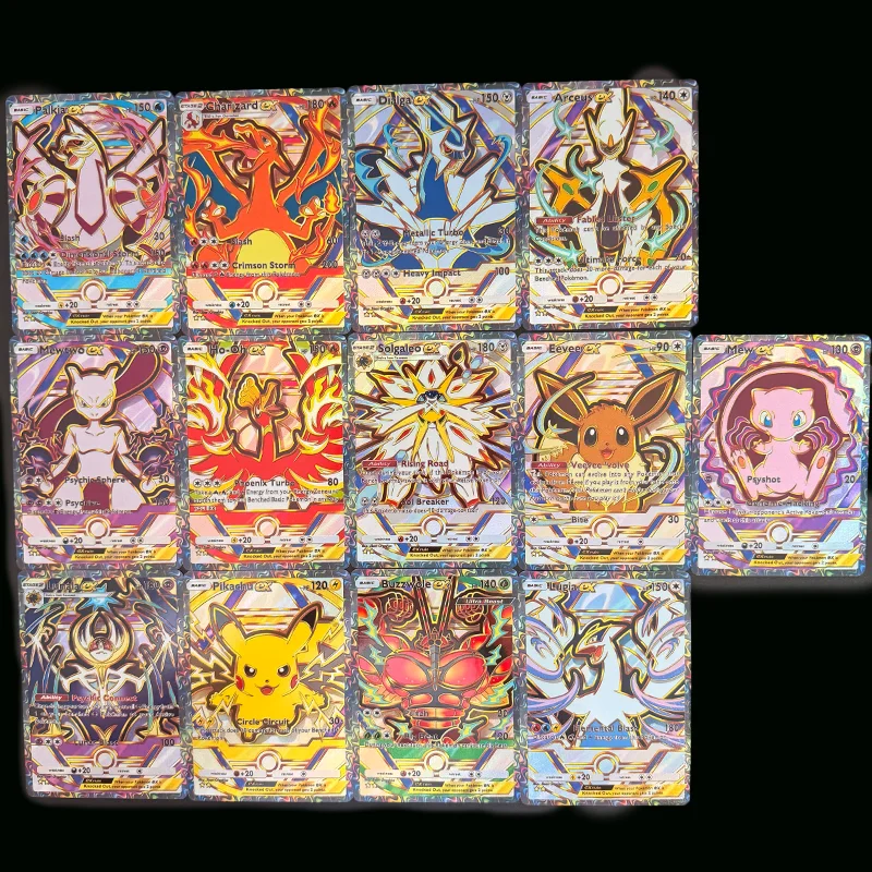 Diy 13 Style PKM TCG Arceus Mew Ho-oh Palkia Solgaleo Eevee Dialga Lugia Pocket 2 Star Full Art Collection Flash Card