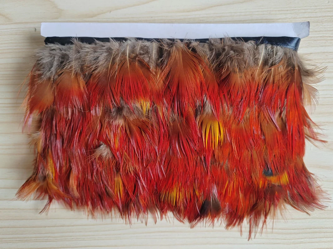 Pheasant Feathers!10Yards/Lot Height 5-6cm Golden Pheasant Red Trim ,Golden Feather Fringe,Feather Trim,Feather Lace