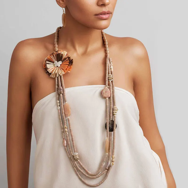 Statement-Halskette im Retro-Ethno-Stil mit Blumen-Accessoires für Damen, Hochzeit, Party, Schmuck – Detail 5