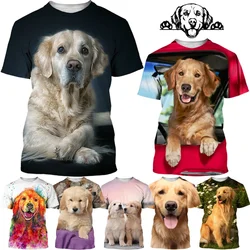 Summer Cute Golden Retriever 3d Printing T-shirt Men and Women Fashion Casual Cure Funny Dog Round Neck Short Sleeve Tops