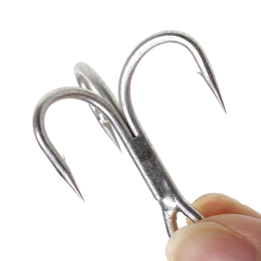 10PCS 3X Strong Treble Hook High Carbon Steel Matte Tin Coated Triple Fishhook Bass Saltwater Freshwater Fishing Tackle
