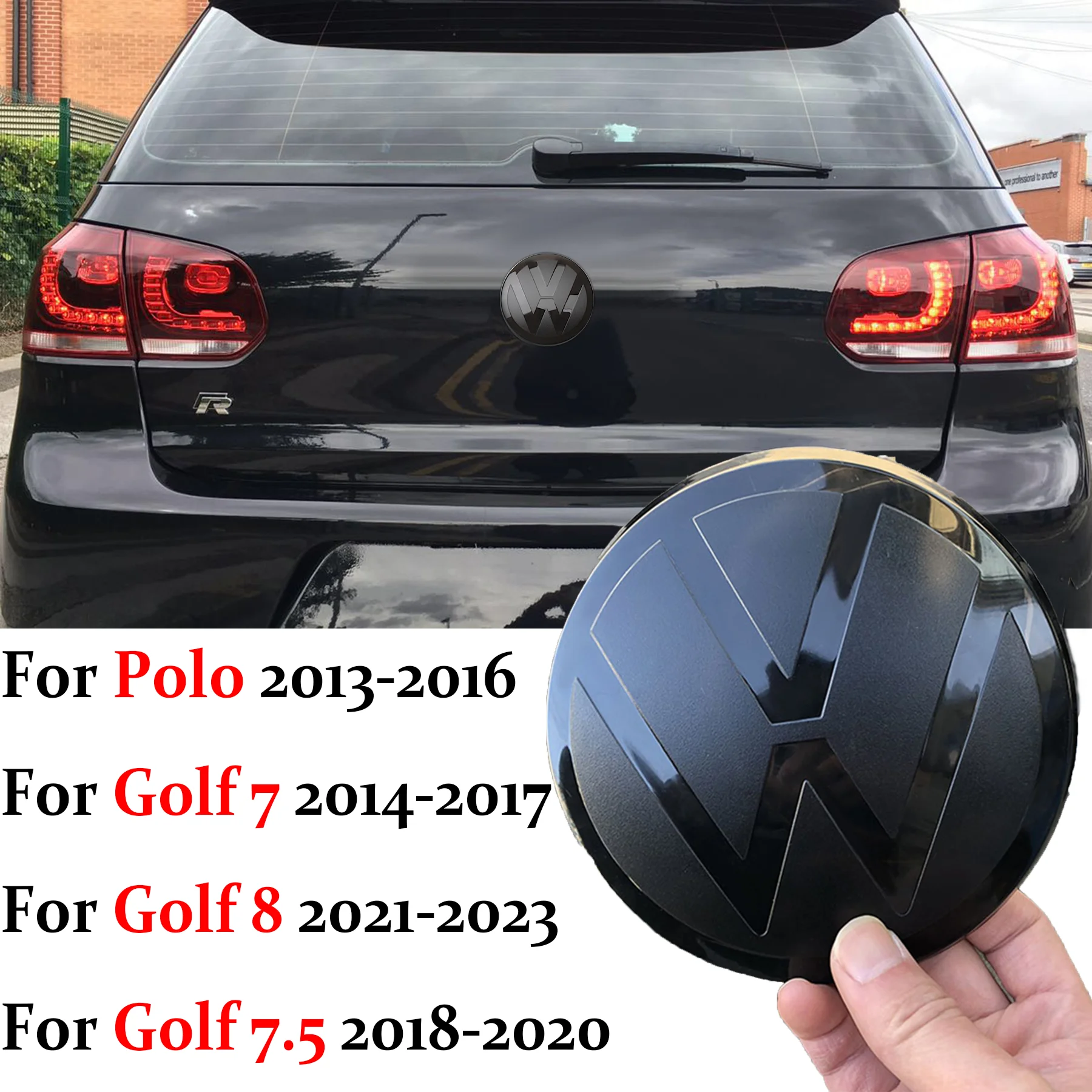 Non-destructive Gloss Black Front Grill Badge Rear Trunk Lid Emblem Logo For Volkswagen VW POLO 2013-2016 Golf 7 7.5 8 2014-2023