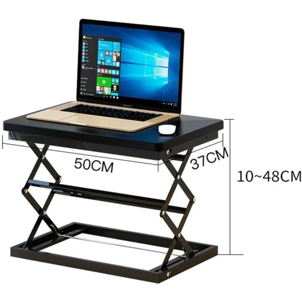 Compact & Solid Aluminum Standing Desk, Desktop Platform Height Adjustable w/Smooth Air Assist, Instant Sit Stand Converter & Mo