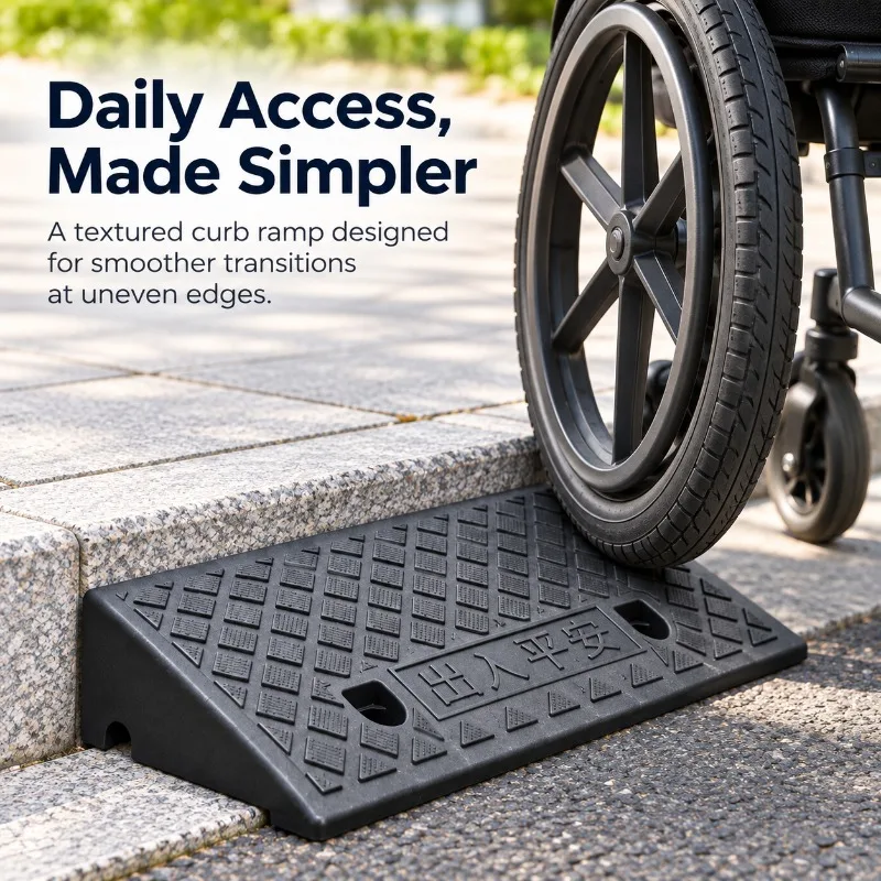 1/2PCS Plastic Kerb Ramp 80mm Non-Slip Curb Threshold Ramp for Cars Bicycles Wheelchairs Driveway Smooth Transition Access