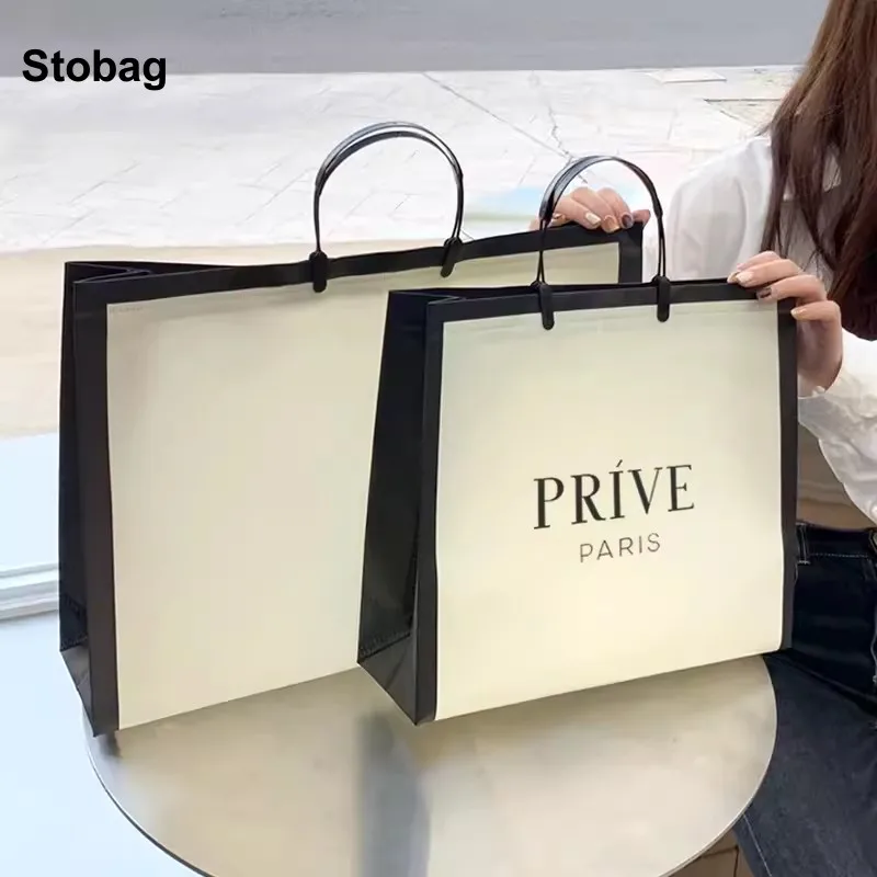 StoBag 10 pezzi Tote bag in tessuto Non tessuto Shopping tessuto donna eco-friendly Storage sacchetti grandi riutilizzabili Logo personalizzato