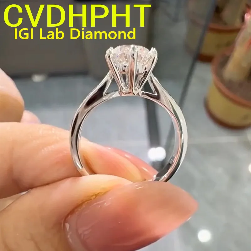 

Luxury IGI Lab Growing Diamond Ring Round D Color 1 2 3Ct Soild Au 585 14K White Gold Ring wedding ring Factory sell ﻿
