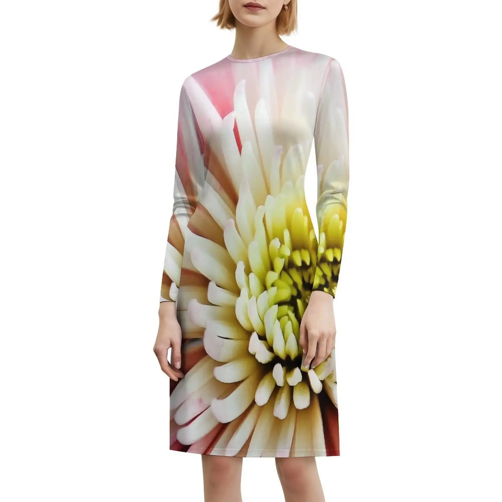 تتفتح زهرة الأقحوان البوهيمي بلا أكمام فستان متعدد الطباعة شاطئ عطلة فستان الحفلات زهرة الأقحوان تزهر