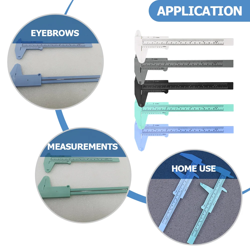 5-częściowa miarka do brwi Suwmiarka cyfrowa z tworzywa sztucznego Wen Wan Przenośne narzędzie kieszonkowe z noniuszem Praktyczne