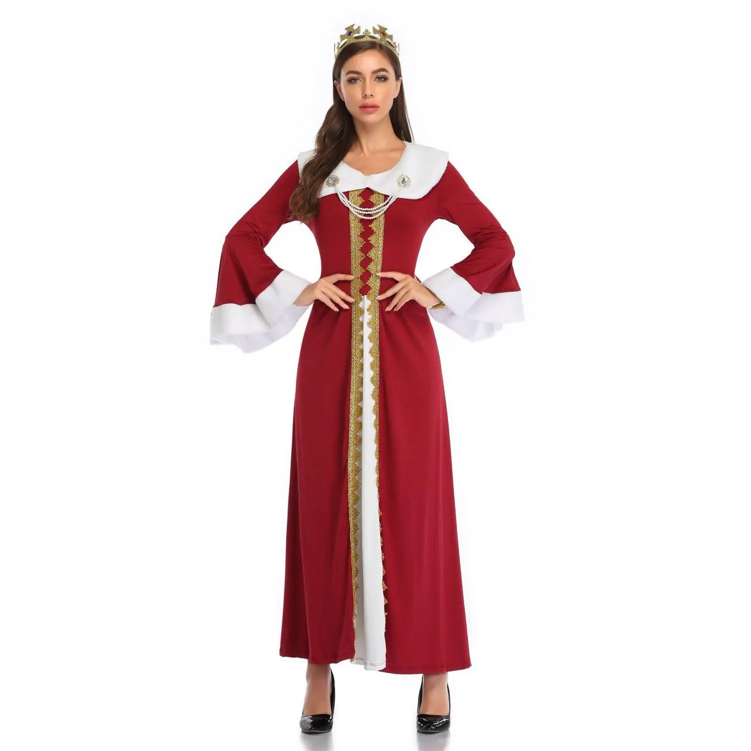 ملابس كلاسيكية للزوجين ملابس الهالوين الجديدة للبالغين زي الملك الملكة الرجعية الملكية للبالغين الكلاسيكية للمسرح العرقي... #4