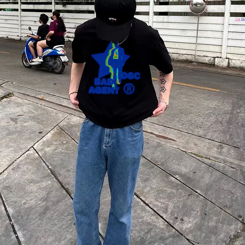 Men Tshirt Cotton Graphic Tees Y2k Tops Streetwear Oversize Grunge Summer Short Sleeve Korean Fashion Hip Hop Aesthetic Clothing image 5