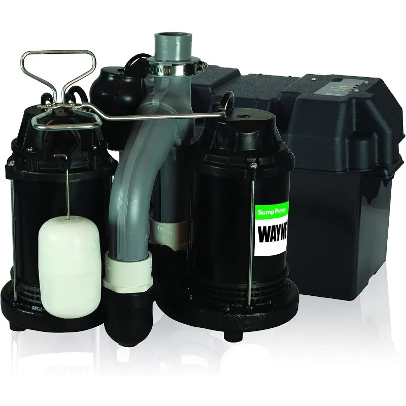 1/2 Basement [Sump] [Pump] System with Integrated Vertical Float Switch and 12 Volt [Battery] Back Up Capability