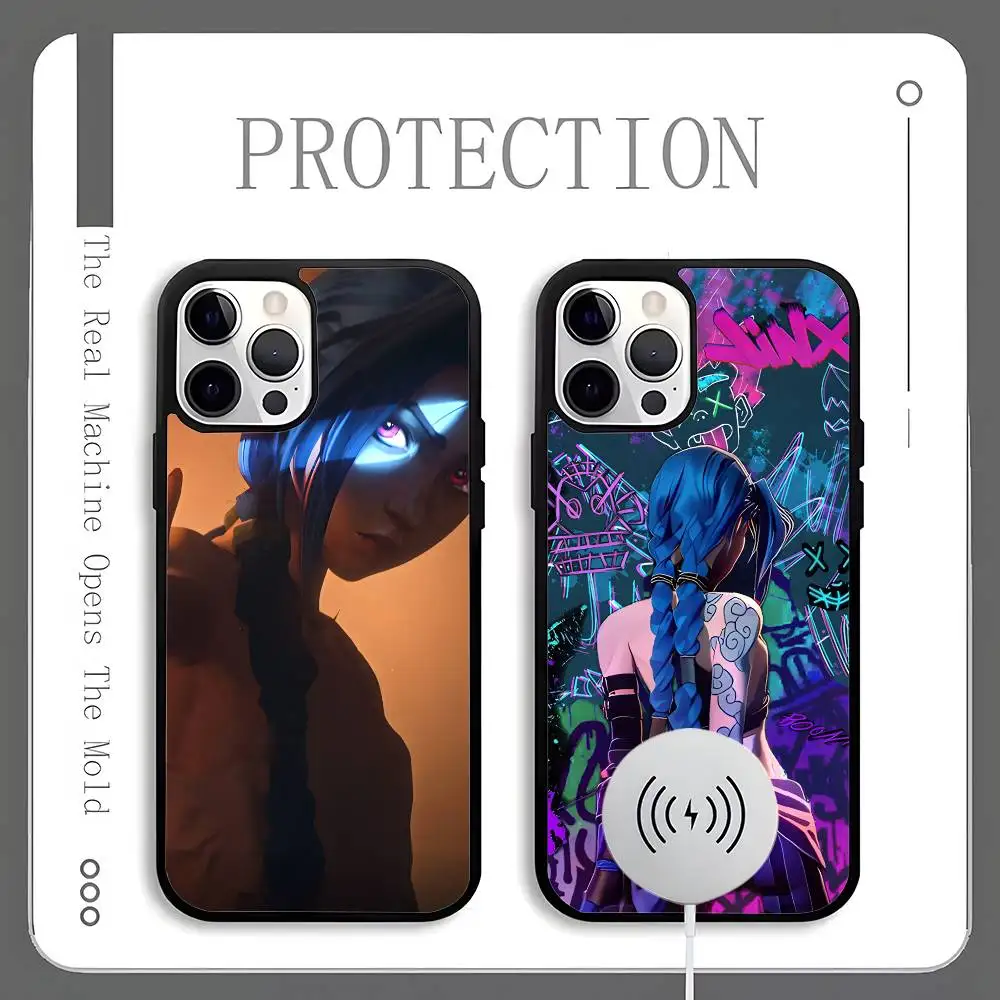 

Anime Game J-Jinx L-LOL Phone Case For Magnetic Wireless Charge Cover For iphone 16 15 14 13 12 11 Pro Max Plus Coque