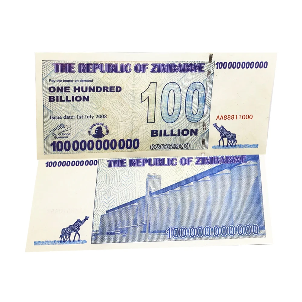 

Copy Zimbabwe One Hundred Billion Paper Money 2008 Years Banknotes Banconote Da Collezione Billetes Collection