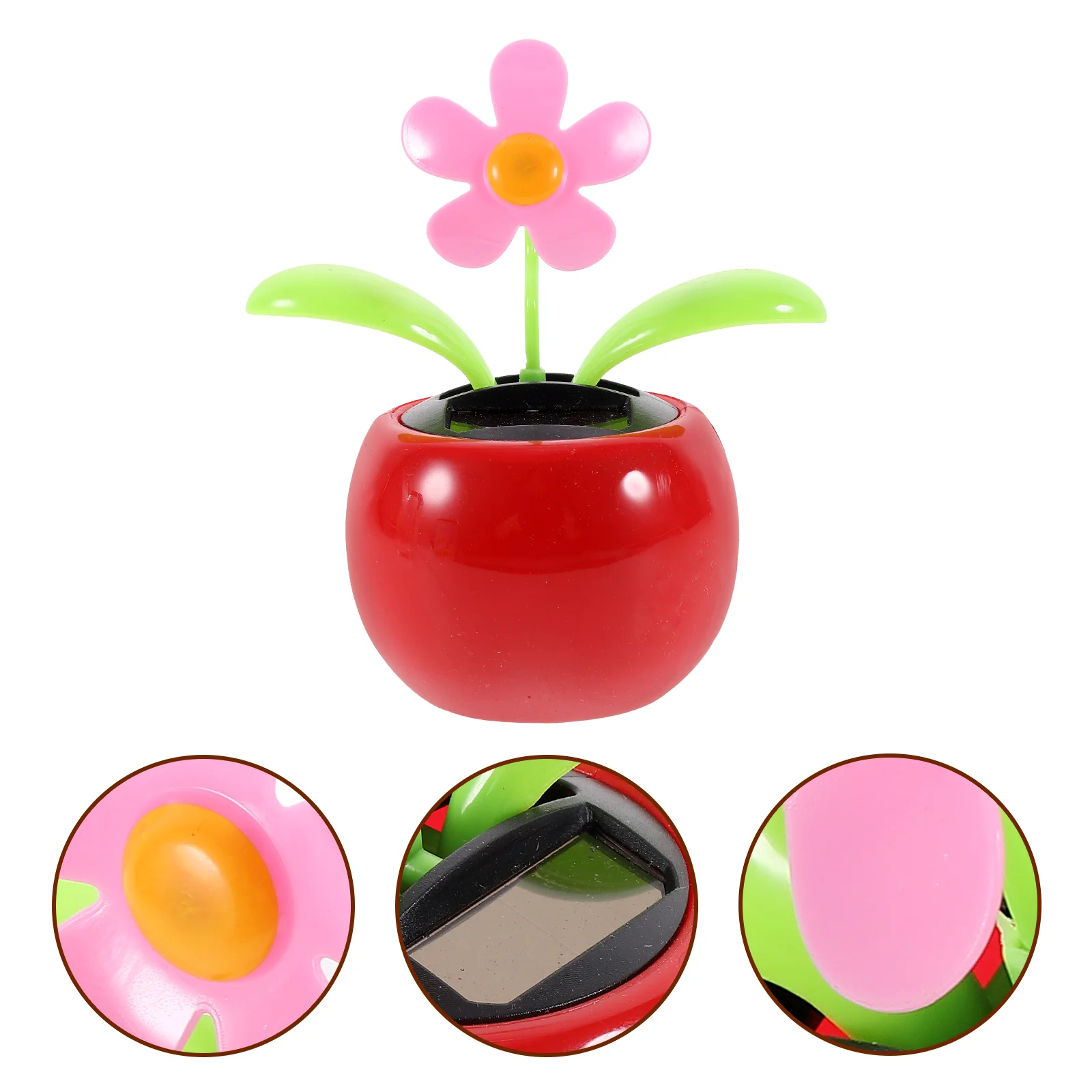 Car Ornaments Office Decor Solar Toy Dashboard Decorations Dance Flowers Potted Plant Abs Toys