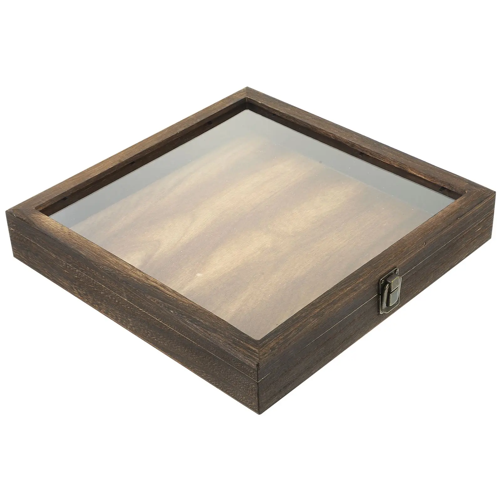 

Butterfly Specimen Display Box 30x30x4.5cm Carbon Color Wooden Case Insect Frame Retro Style Glass Cover Storage Jewelry Coin