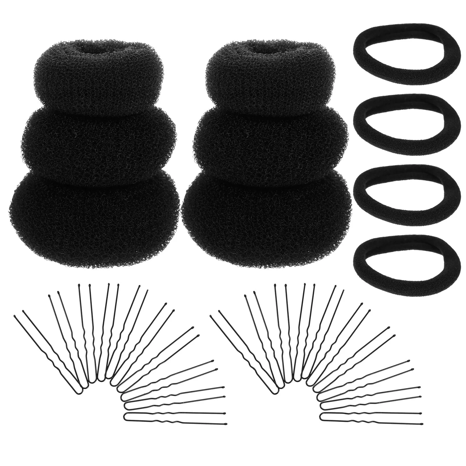 

2 Sets Hair Donut Bun Makers U-Shaped Hairpins Styling Tool Kits Quick Easy Natural Hairstyle For Party Wedding Elegant Volume