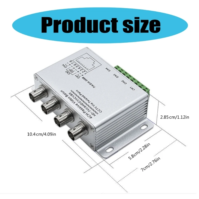 M17B 4-Kanal-Passiv-Video-Balun für CVI-AHD-Kameras CCTV über Twist-Paare UTP-Video-Balun BNC zu UTP RJ45 4-Kanal-Transceiver