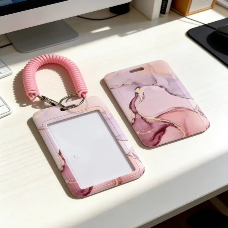 Unique marble pattern sliderIDSpring-loaded lanyard Designed specifically for ID cards，Suitable for daily office and travel use，