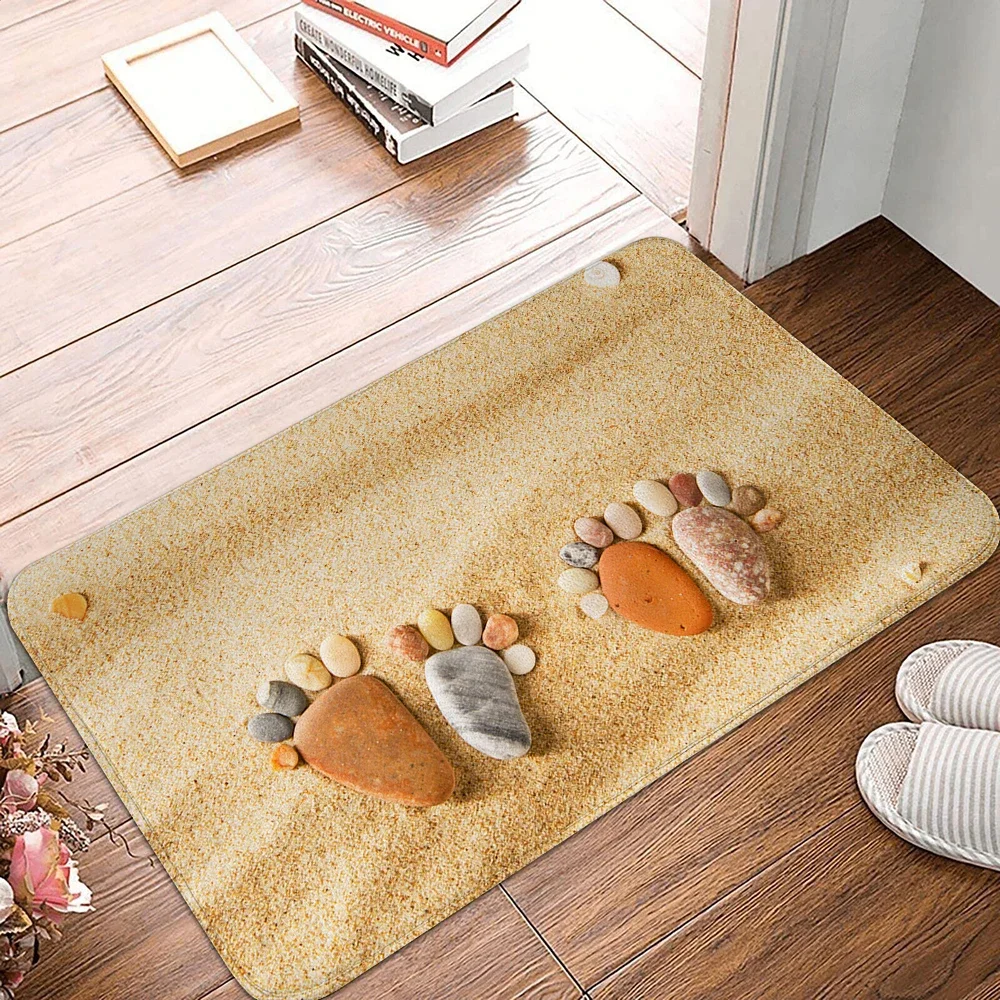 3D Cobblestone Stone Printed Entrance Doormat Bedroom Hallway Kitchen Balcony Rug Soft Anti-slip Carpet for Living Room