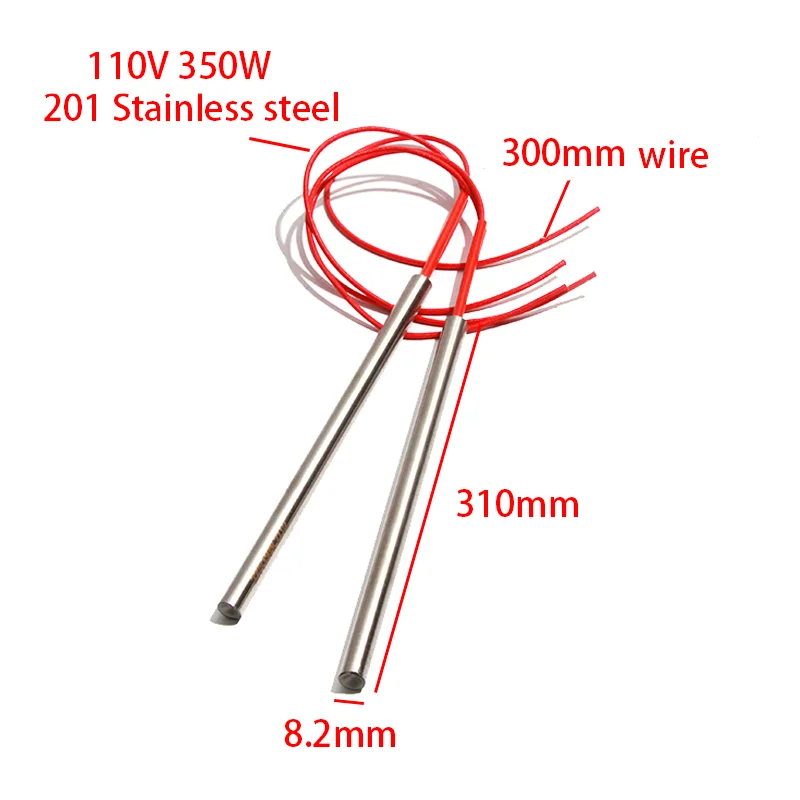 

SNDHEATER Customized Heater 110V 350W 8.2x310mm 300mm Wire SS201 4pcs