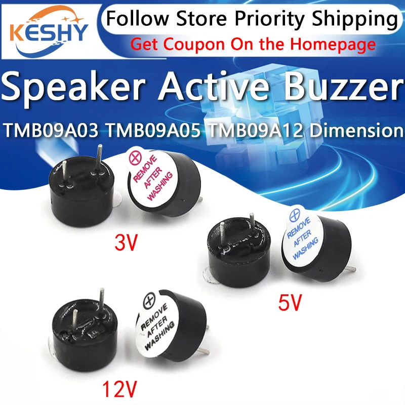 10pcs 9055 3V 5V 12V Active Alarm Buzzer 85dB TMB09A03 TMB09A05 TMB09A12 Dimension 9x5.5MM Integrated Active Electronic Buzzer