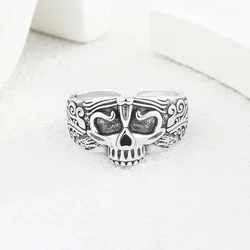 925 Sterling Silver Punk Skull Adjustable Rings For Women Wedding Luxury Jewelry Money 925 Cheap Things