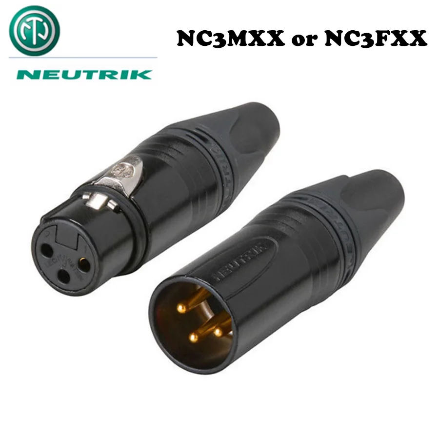 50 PCS FOR NEUTRIK XLR connector 25PCS NC3MXX or 25PCS NC3FXX Male femelle Un ensemble 3 Broches Gold plated XLR plug Connecteur