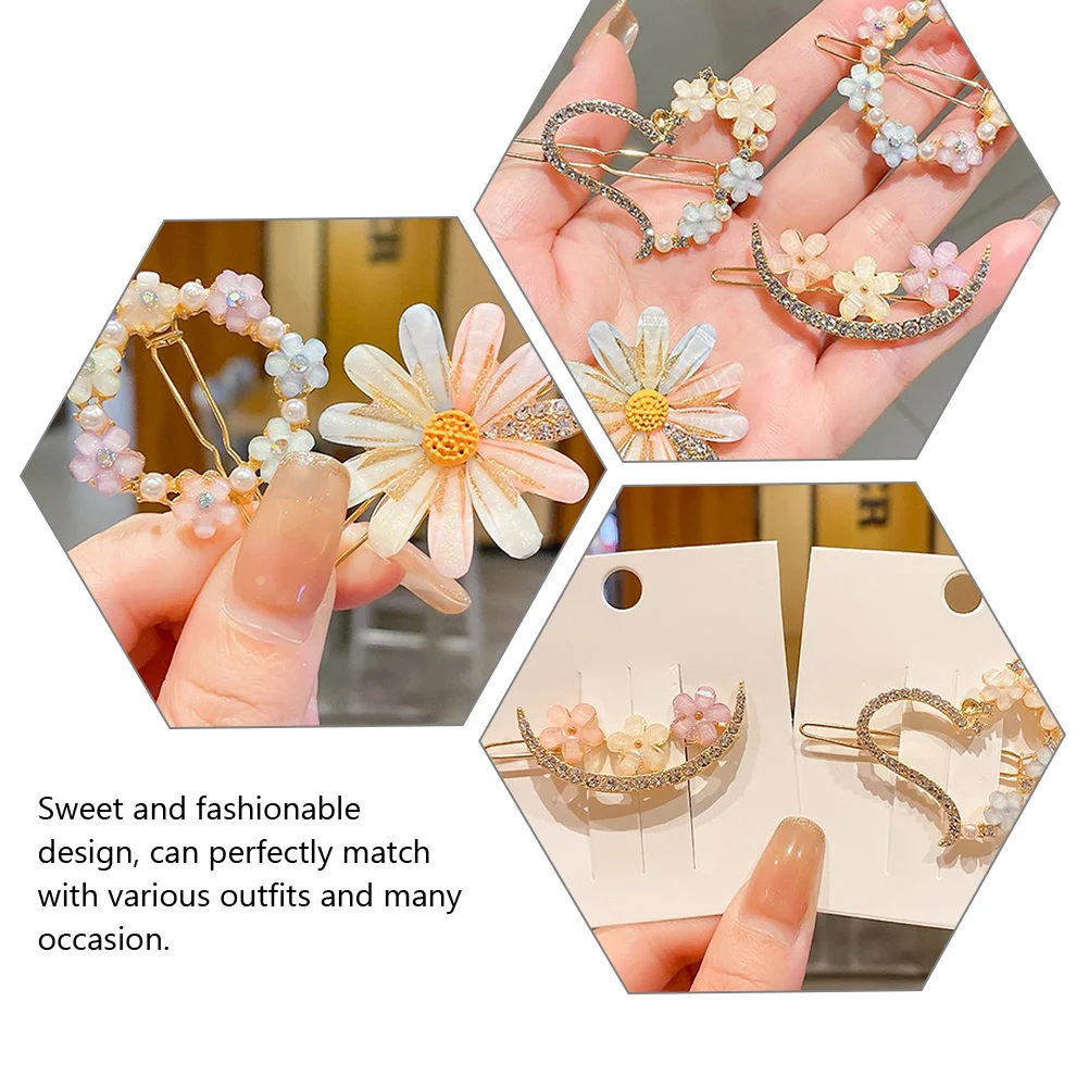 

4Pcs Water Drill Crystal Rhinestone Hair Clip Flower Barrettes Girls Women Hair Accessories for Birthday Festival Gift