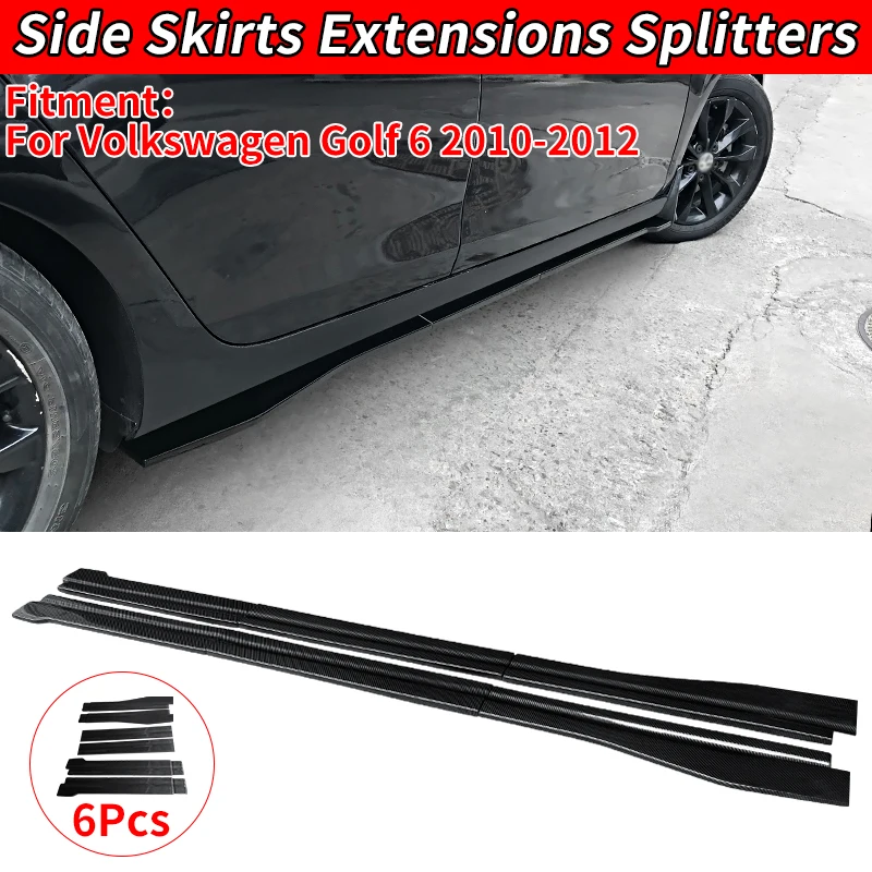 

For Volkswagen Golf 6 2010-2012 Carbon Fiber Appearance Decoration Side Body Skirts Kit Lip Trim Cover Spoiler Car Accessories