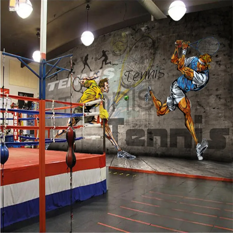 

Personalized Custom Tennis Hall Gym Wall Paper Tennis Room Industrial Decor Sport Background Mural Wallpaper Papel De Parede 3d