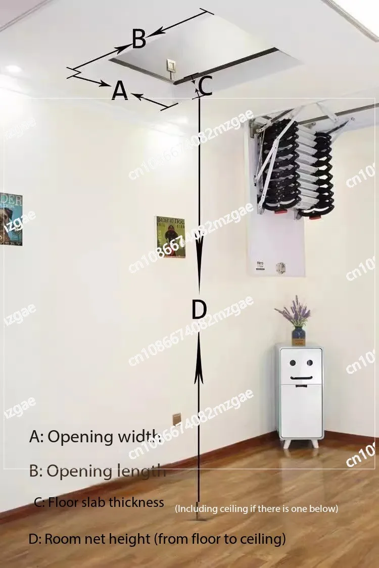 Attic electric telescopic staircase aluminum alloy household folding ladder lifting hidden multi-functional stretching ladder