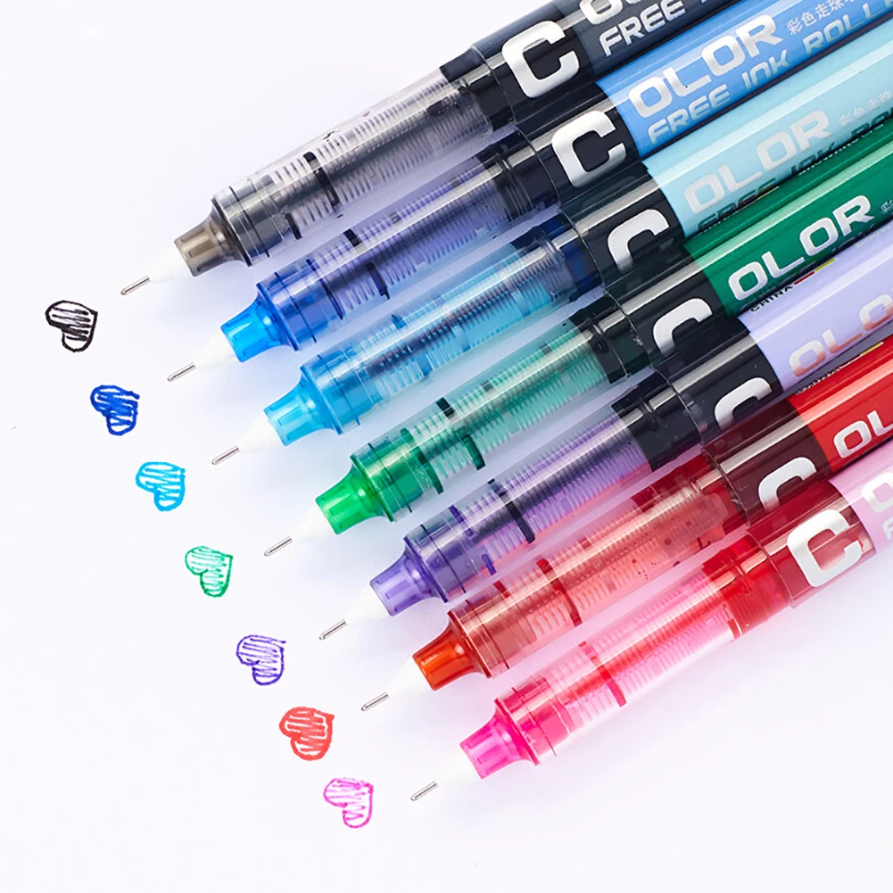 Ink Fine Nib Gel Pens Big Capacity High Quality Student School Office Stationery Roller Ball Pen Multiple Colour Ballpoint Pens